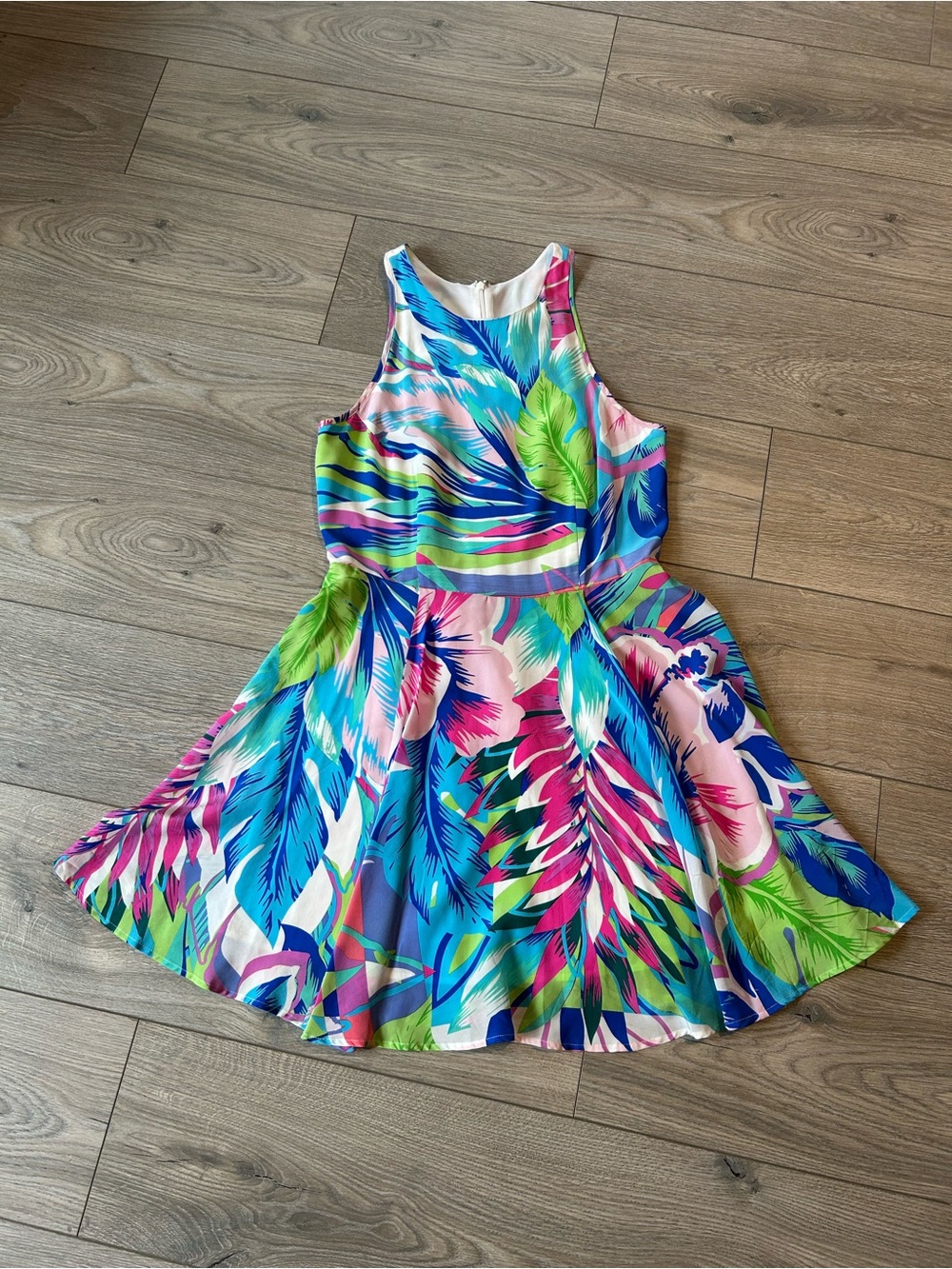 Yumi Kim Dress Silk Tropical Print Mini Dress Size Large